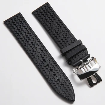 Высококачественная черная резинка диаметром 21-23 мм для ремешка часов Chopard Waterprof Серебристочерная застежка с логотипом