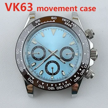 Корпус VK63 Корпус хронографа S Циферблат Мужские часы сапфировое стекло Подходит для механизма VK63 Аксессуары для часов инструмент для ремонта