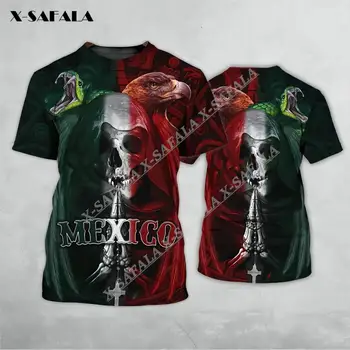 Мексиканская гордость Иисуса и флаг с изображением черепа Орла и змеи, футболки с 3D принтом из высококачественного молочного волокна, мужские и женские повседневные топы