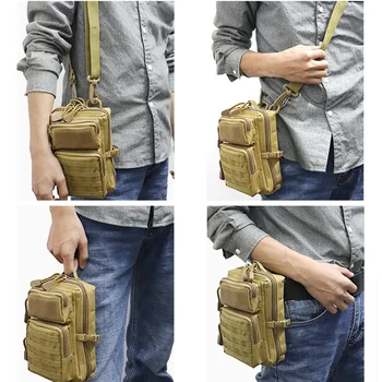 Тактическая сумка на плечо, поясная сумка Molle, военная камуфляжная поясная сумка, мужская охота, пешие прогулки, кемпинг, нейлоновая сумка для мобильного телефона